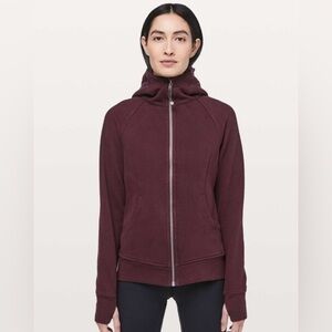Lululemon Scuba Hoodie Light Cotton Fleece Full Zip Sweatshirt Burgundy Red